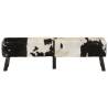 Stylish Black and White Goat Leather Bench - 160x28x50 cm