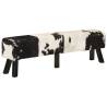 Stylish Black and White Goat Leather Bench - 160x28x50 cm