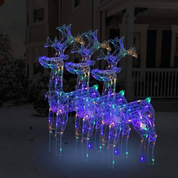 Reindeer Christmas Decorations - 3 Pcs Acrylic & LED