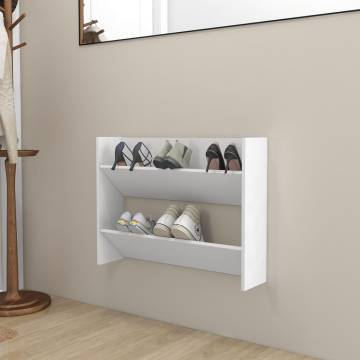 Wall Shoe Cabinet White - Space-Saving Design | HipoMarket UK