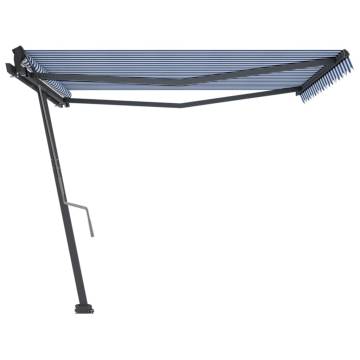 Freestanding Manual Retractable Awning 450x350 cm - Blue/White