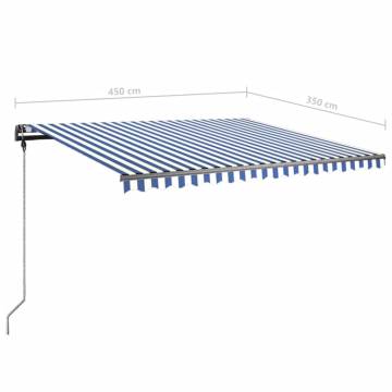 Freestanding Manual Retractable Awning 450x350 cm - Blue/White