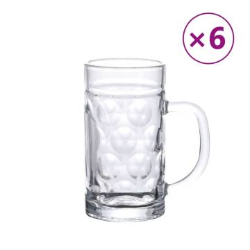 Beer Mugs with Handle Glass Set - 6 pcs - 500 ml | Hipo Market