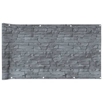 Garden Privacy Screen Ledge Stone Look Grey - 500x120 cm PVC