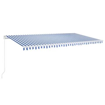 Manual Retractable Awning with LED - Blue & White 600x350 cm