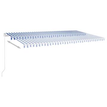 Manual Retractable Awning with LED - Blue & White 600x350 cm