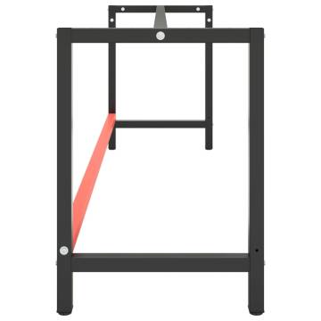 Durable Work Bench Frame - Matte Black & Red, 220x57 cm