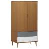 Wardrobe MOLDE Brown 90x55x175 cm - Solid Wood Pine | HipoMarket