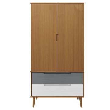 Wardrobe MOLDE Brown 90x55x175 cm - Solid Wood Pine | HipoMarket