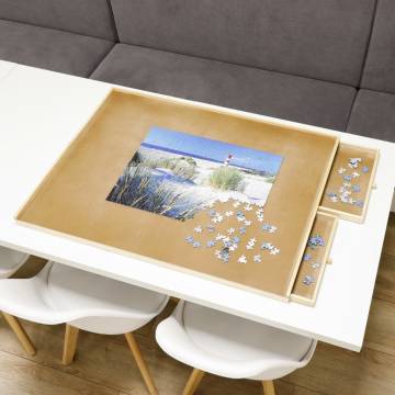 HI Puzzle Table with 4 Drawers - 76x57 cm Wood | Hipo Market