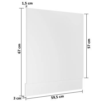 White Dishwasher Panel 59.5x3x67 cm - Durable Engineered Wood