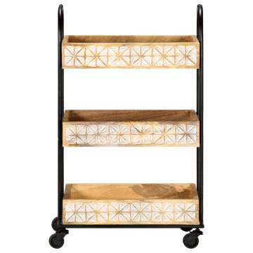 3-Tier Kitchen Trolley - Solid Mango Wood | HipoMarket