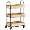 3-Tier Kitchen Trolley - Solid Mango Wood | HipoMarket