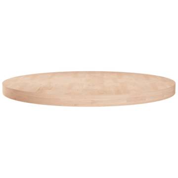 Round Solid Oak Table Top Ø60x4 cm - Untreated Wood