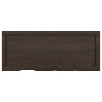 Wall Shelf Dark Brown – Solid Oak Wood, 100x40x(2-4) cm