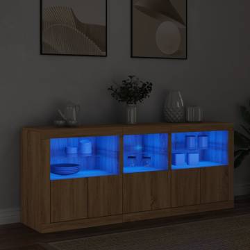 Modern Sideboard with LED Lights - Sonoma Oak 162x37x67 cm