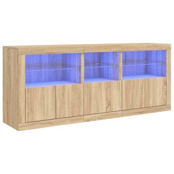 Modern Sideboard with LED Lights - Sonoma Oak 162x37x67 cm