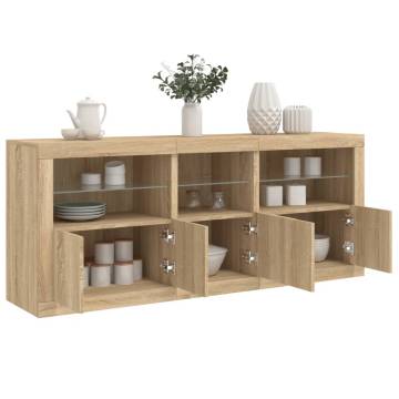 Modern Sideboard with LED Lights - Sonoma Oak 162x37x67 cm