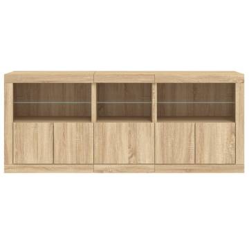 Modern Sideboard with LED Lights - Sonoma Oak 162x37x67 cm