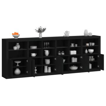 Modern Black Sideboard with LED Lights - 283x37x100 cm