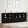 Modern Black Sideboard with LED Lights - 283x37x100 cm