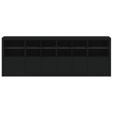 Modern Black Sideboard with LED Lights - 283x37x100 cm