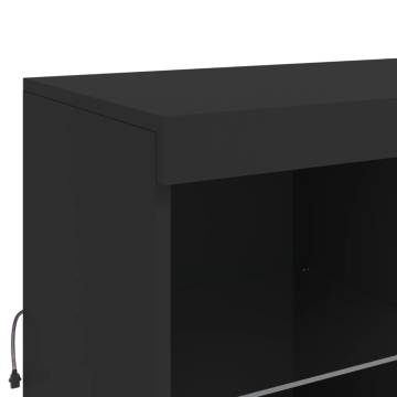 Modern Black Sideboard with LED Lights - 283x37x100 cm