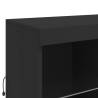 Modern Black Sideboard with LED Lights - 283x37x100 cm