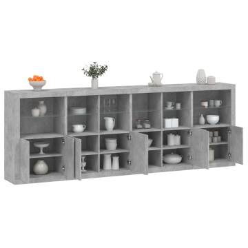 Modern Concrete Grey Sideboard with LED Lights | Hipomarket