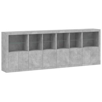 Modern Concrete Grey Sideboard with LED Lights | Hipomarket