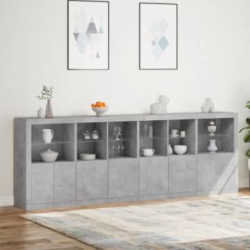 Modern Concrete Grey Sideboard with LED Lights | Hipomarket