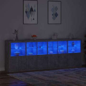 Modern Concrete Grey Sideboard with LED Lights | Hipomarket