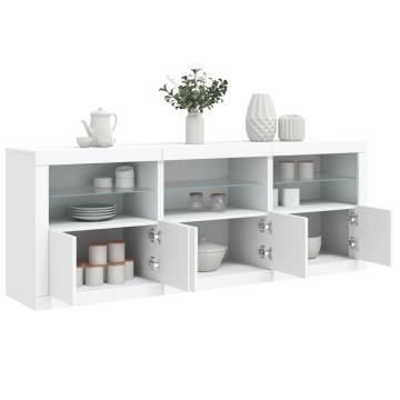 Modern Sideboard with LED Lights - White 181.5x37x67 cm