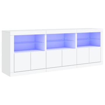 Modern Sideboard with LED Lights - White 181.5x37x67 cm