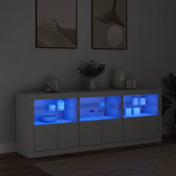 Modern Sideboard with LED Lights - White 181.5x37x67 cm