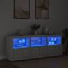 Modern Sideboard with LED Lights - White 181.5x37x67 cm