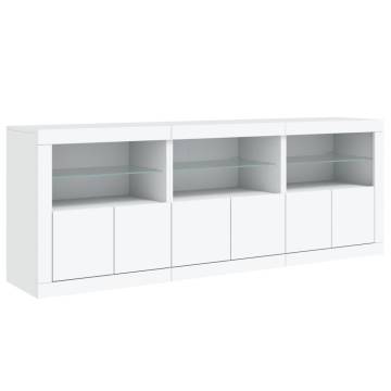 Modern Sideboard with LED Lights - White 181.5x37x67 cm