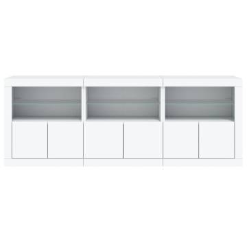 Modern Sideboard with LED Lights - White 181.5x37x67 cm