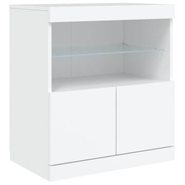 Modern Sideboard with LED Lights - White 181.5x37x67 cm