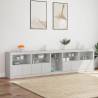 Modern White Sideboard with LED Lights - 283x37x67 cm