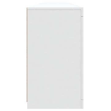 Modern White Sideboard with LED Lights - 283x37x67 cm