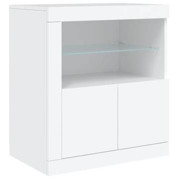 Modern White Sideboard with LED Lights - 283x37x67 cm