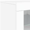 Modern White Sideboard with LED Lights - 283x37x67 cm