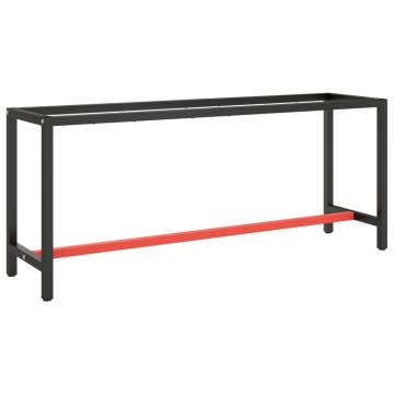 Heavy Duty Work Bench Frame in Matte Black & Red - 190x50 cm