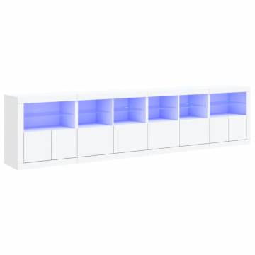 Modern Sideboard with LED Lights - White 283x37x67 cm