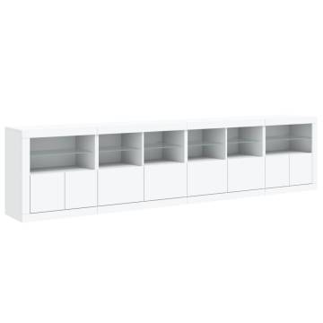 Modern Sideboard with LED Lights - White 283x37x67 cm