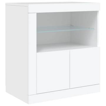 Modern Sideboard with LED Lights - White 283x37x67 cm