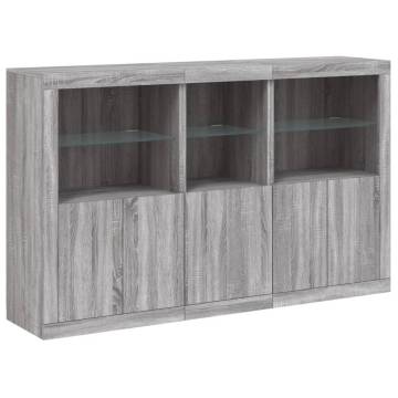 Modern Sideboard with LED Lights - Grey Sonoma 162x37x100 cm