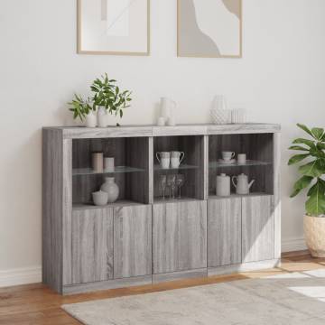 Modern Sideboard with LED Lights - Grey Sonoma 162x37x100 cm