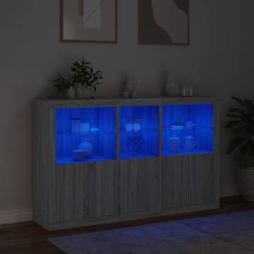 Modern Sideboard with LED Lights - Grey Sonoma 162x37x100 cm